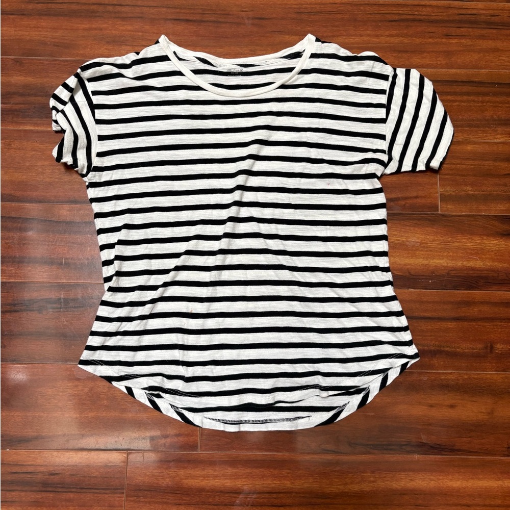 Madewell Black and White Striped Short Sleeve Tee